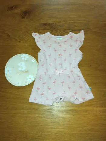 Combi-short rose avec des flamand rose 3mois