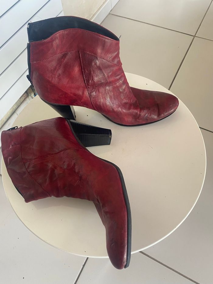 Bottines cuir rouge 41
