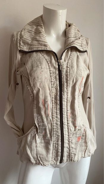 Gilet beige Christine Laure à motifs taille 2 en lin