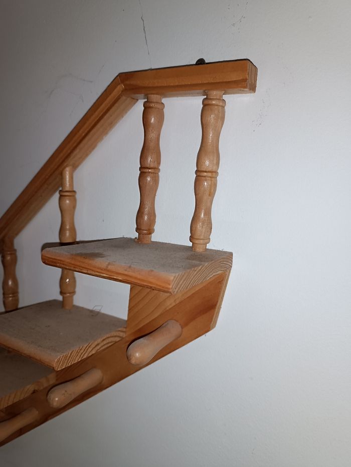 Étagère murale escalier avec crochets - photo numéro 2