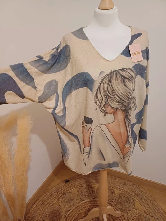 Sweat léger ample pailleté à motifs neuf Lucky Nana taille S/M/L 36/38/40 - photo numéro 6