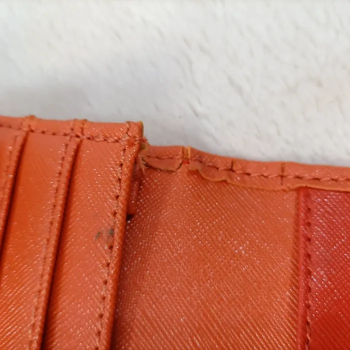 Sac à main et portefeuille orange assortis avec doublure beige compartimentée S034 - photo numéro 10