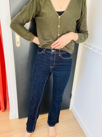 Jean bleu marine brut flare Kiabi taille 34 