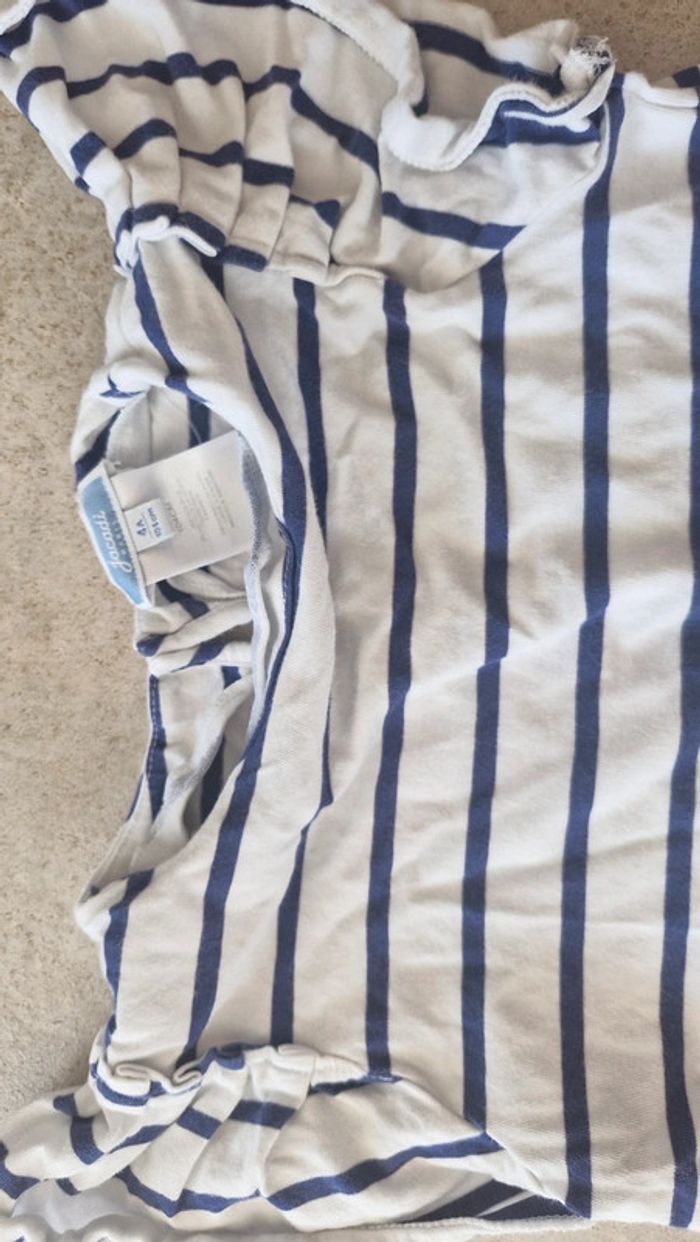 T-shirt marin marinière Jacadi taille 4 ans - photo numéro 2