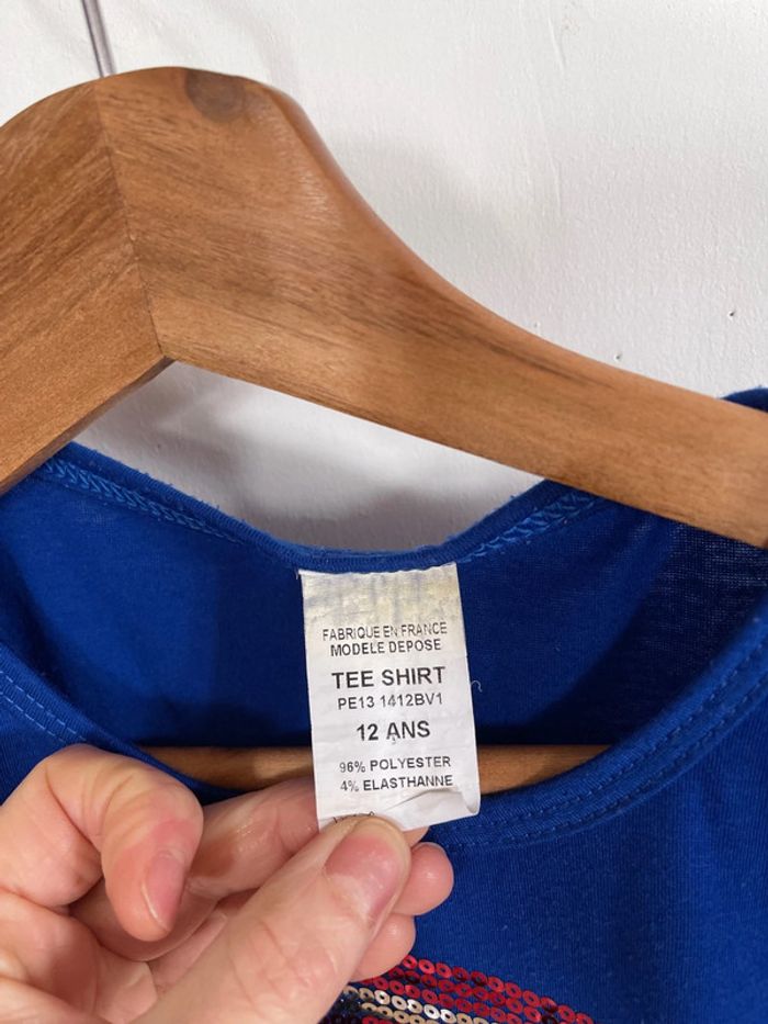 T-shirt manches courtes drapeau, États-Unis, sequin - photo numéro 3