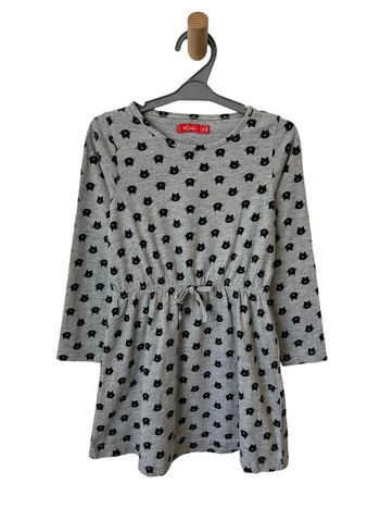 Robe grise à manches longues (chats) - Tissaia 6 ans