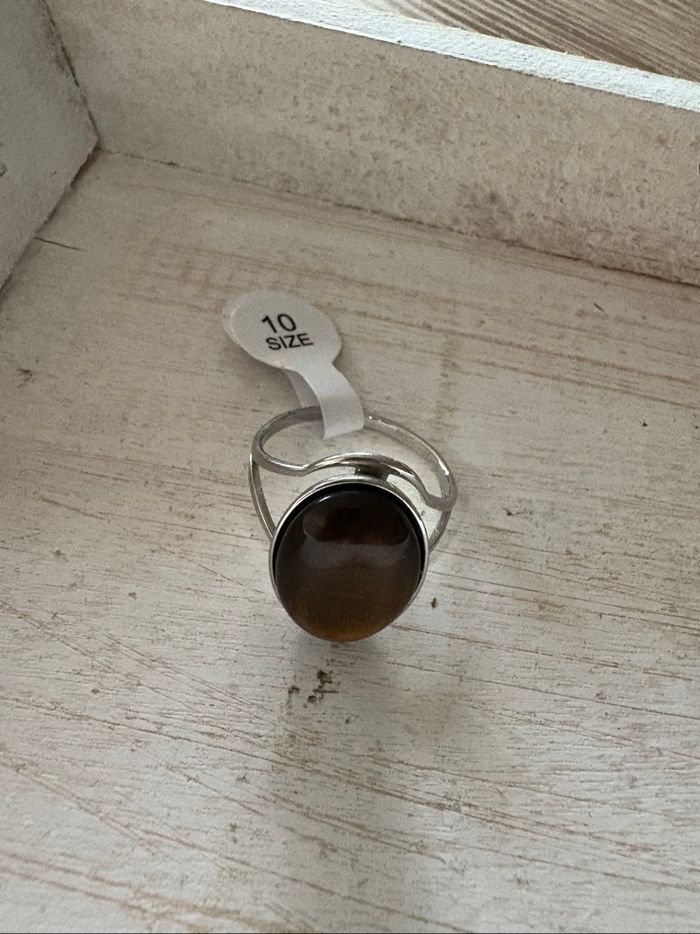 Bague argentée et marron T10 - photo numéro 3