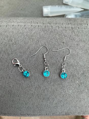 Boucles d’oreilles et breloque turquoise neuve