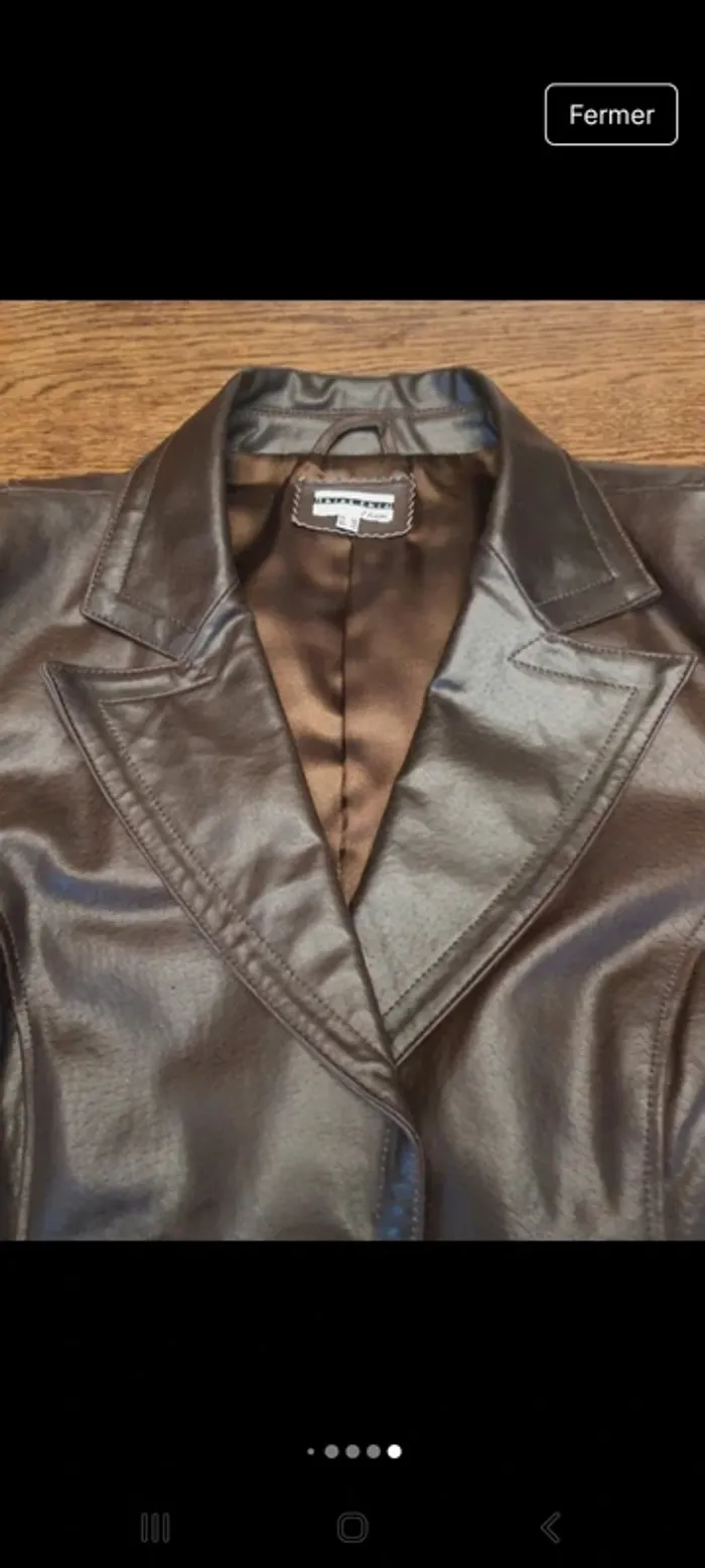 Veste Blazer en cuir Marron Etam fr 44 be 42 - photo numéro 20