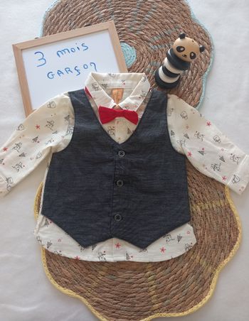 Chemise boléro et nœud papillon garçon 👦 3mois 