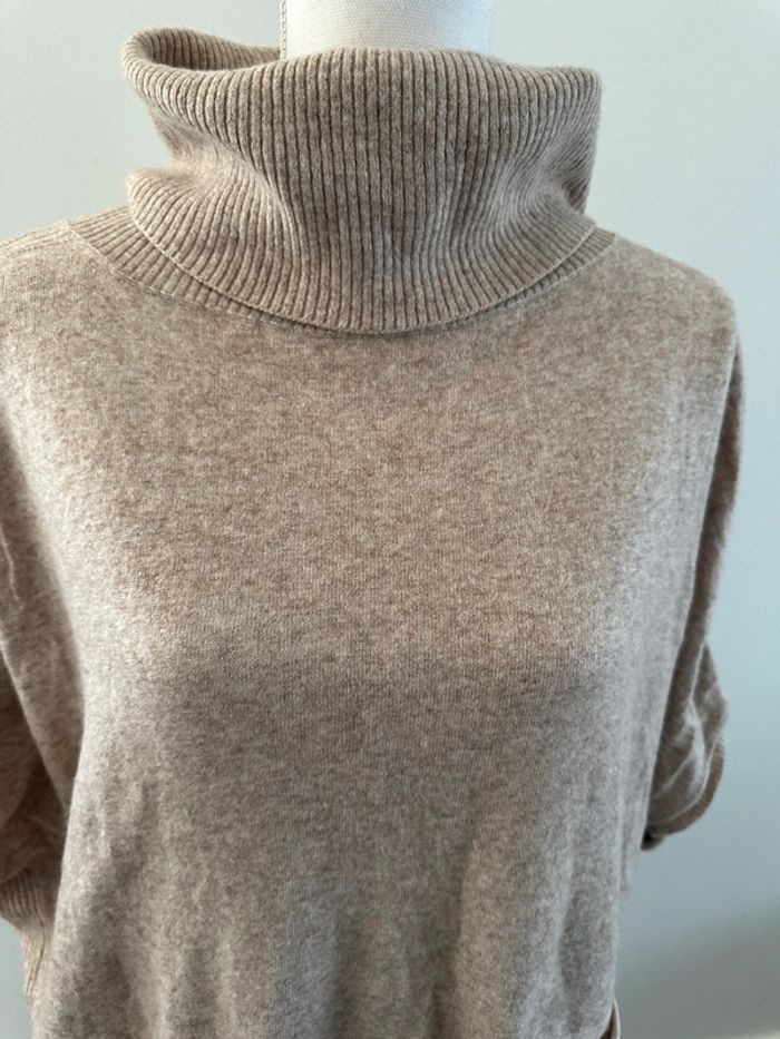 Pull chauve souris poncho beige crème sable cachemire Un Jour Ailleurs UJA T3 40 L - photo numéro 3