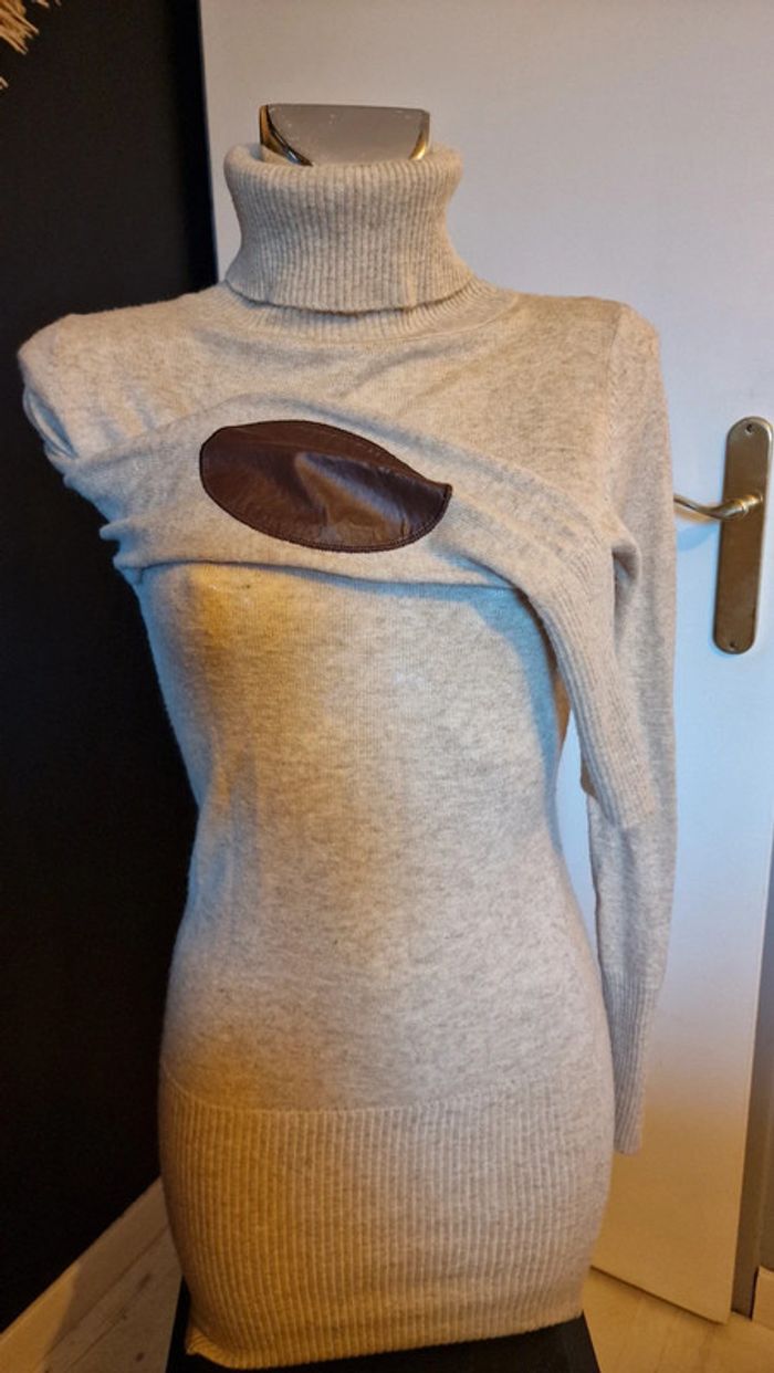 Robe Pull colle roulé marron clair - photo numéro 2