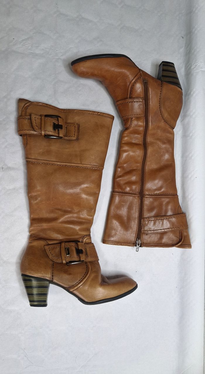 Bottes hautes  , femme , cuir marron  , Janet D  , taille 37 - photo numéro 2