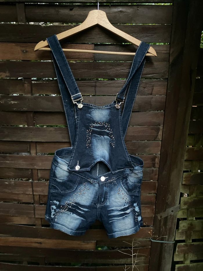 Salopette short en jeans - photo numéro 2