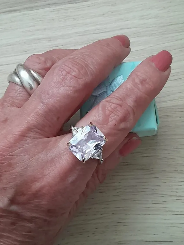 Bague avec grande pierre rectangulaire,couleur Transparente, style Bohème, taille 60 - photo numéro 5