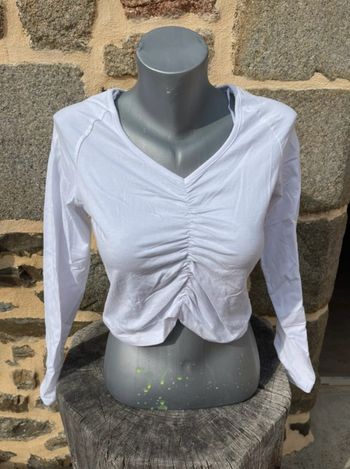 Teeshirt blanc court manche longue -  Threadbare 