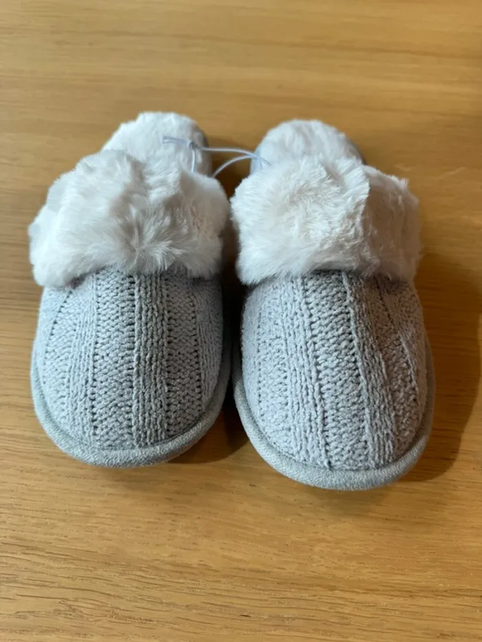 Chaussons mule fourrée knit slippers new look Nolita gris taille 38-39 - photo numéro 2