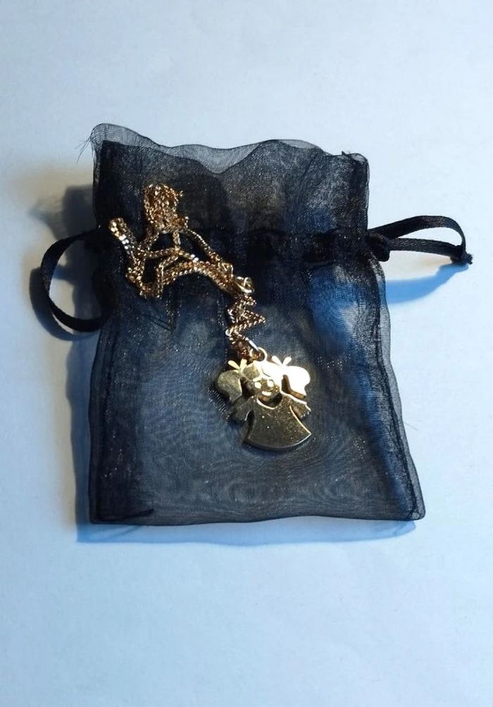 Chaine et pendentif fille à couettes doré - photo numéro 5