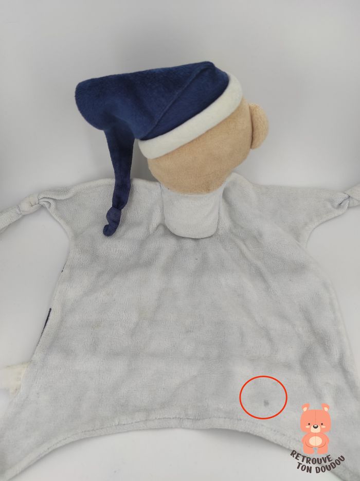 Doudou Plat Ours rayé bleu Babou - photo numéro 2