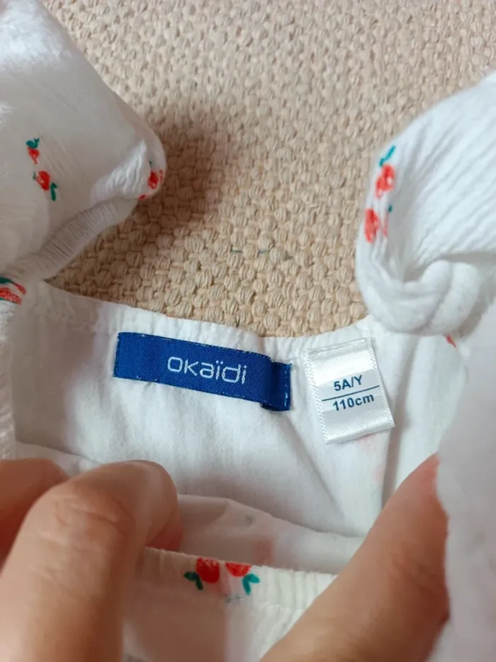 Robe blanche Okaïdi 5 ans fleurs coton - photo numéro 5