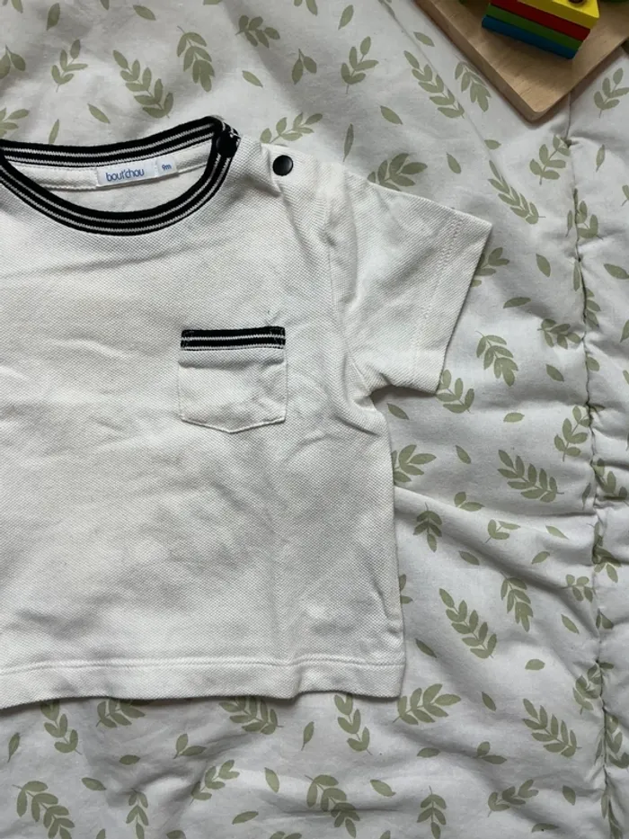 teeshirt manches courtes blanc et marine 9 mois bout'chou - photo numéro 4