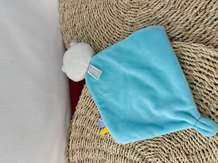 Doudou Plat Chat Tigré Bleu Clair Blanc Gris Moustaches Nez Jaune - Sucre D'orge - photo numéro 3