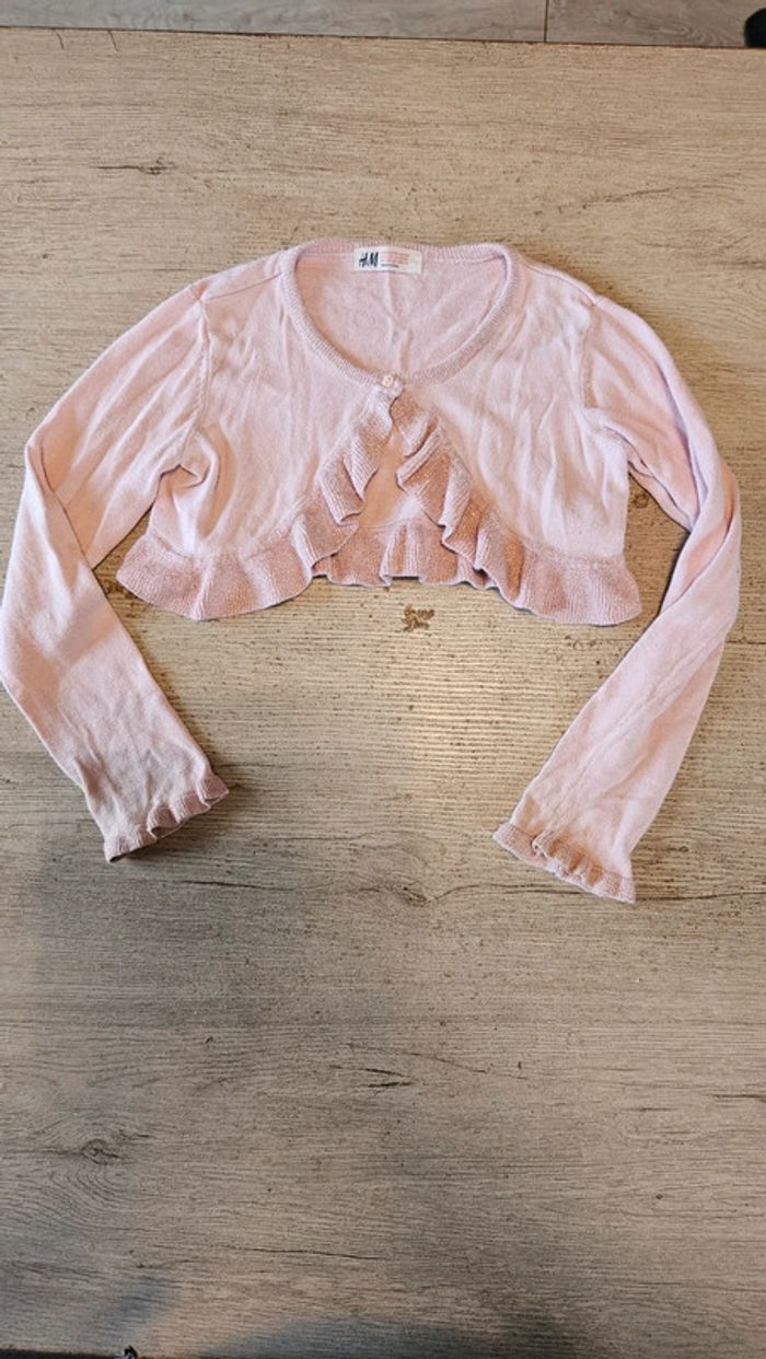 Bolero à manches longues, rose avec brillant, H&M, taille 6 à 8 ans - photo numéro 2