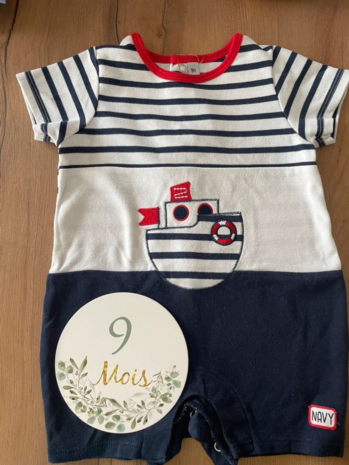 Combishort marinière 9 mois