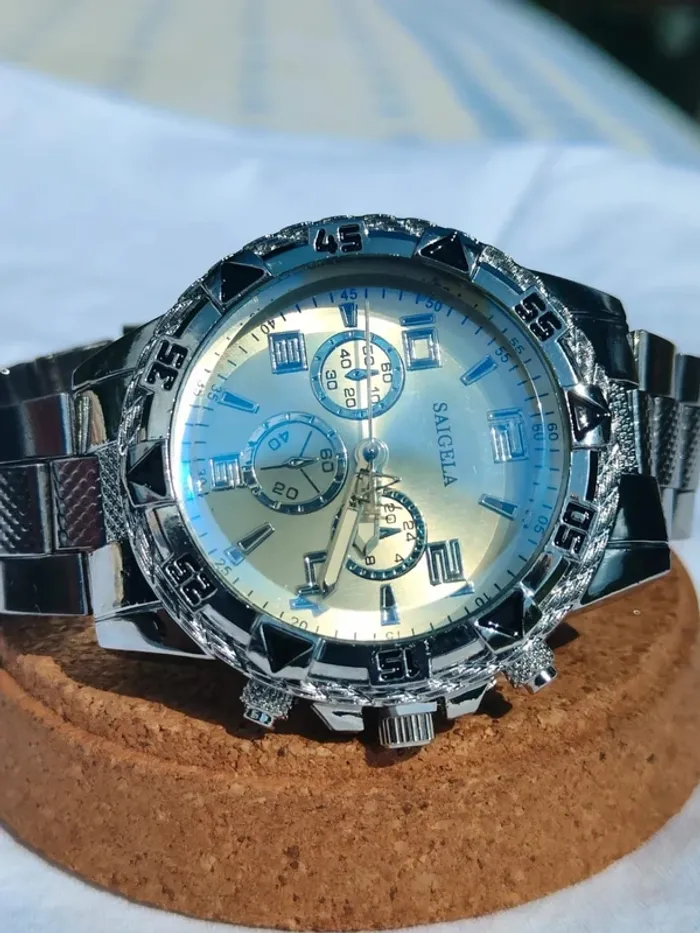 Montre homme métallique argentée reflets - photo numéro 3
