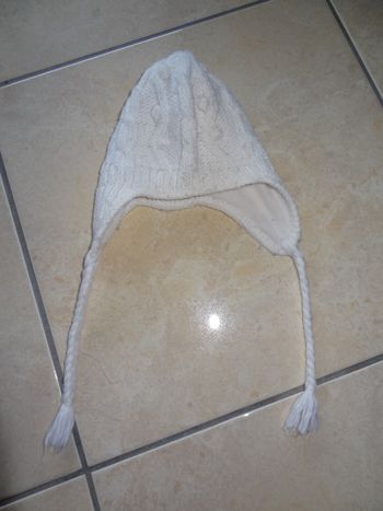 Bonnet doublé polaire blanc T 6-12mois