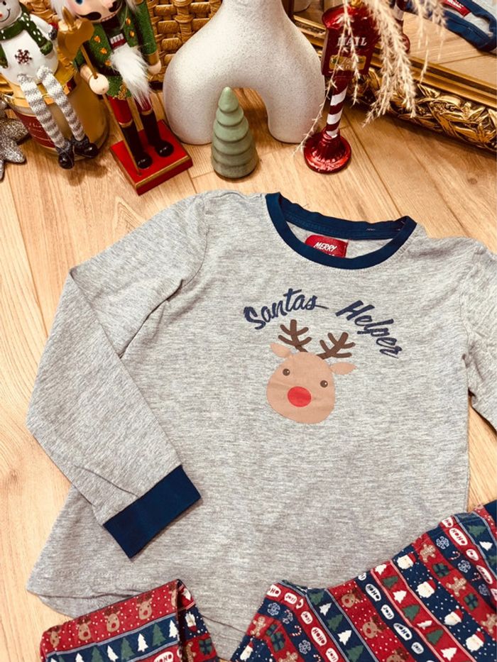 Taille 8 ans pyjama Noël garçon Merry gris bleu rouge * cerf * 🎄 - photo numéro 2