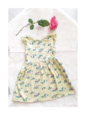 Robe été vintage coton jaune fleurs fille 3-4 ans 98-104 cm style rétro champêtre