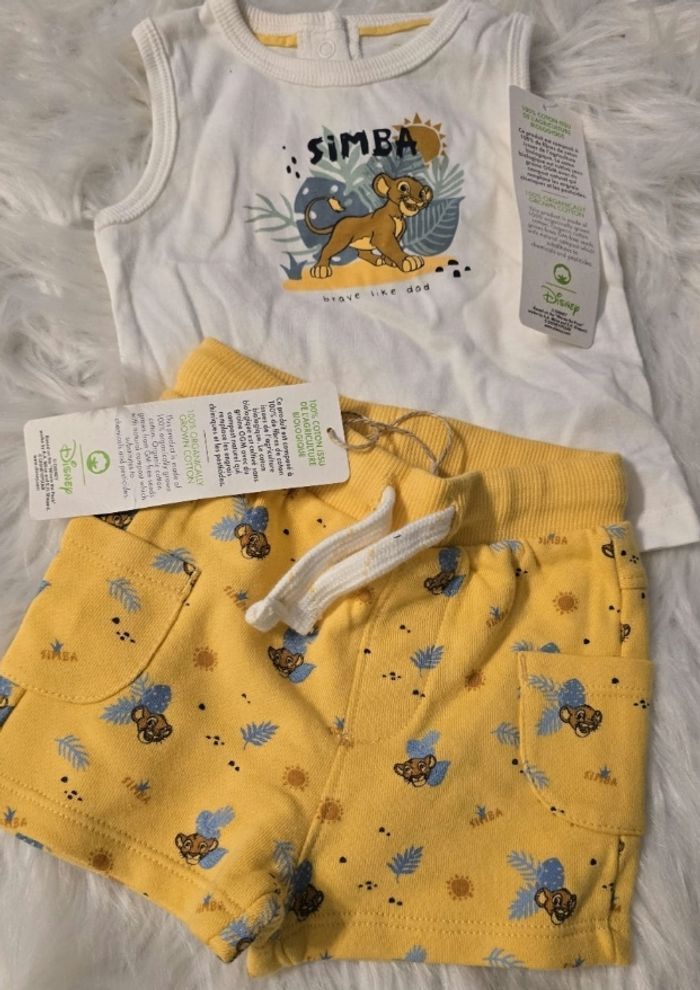 NEUF(non porté)🏷🏷😍🤩💙 superbe ensemble debardeur /short  3 mois garçon disney/simba 💙😍🤩 - photo numéro 2
