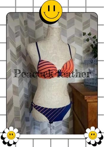 👙maillot de bain orange/bleu 36 push up 👙