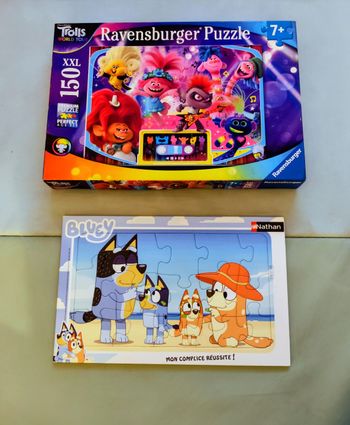 Mot de 2 puzzles Bluey et Trolls World tour