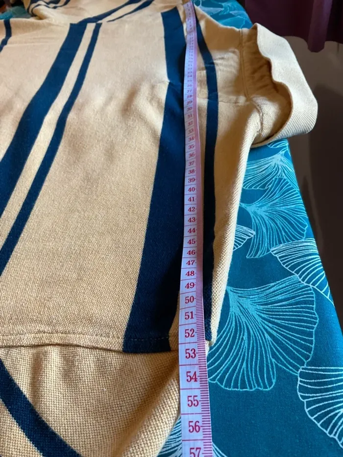 Polo manches longues moutarde à rayures bleu marine pour homme Tommy Hilfiger taille L 470 - photo numéro 7