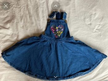 Robe bretelles salopette jean et motif coeur 4 ans DPAM