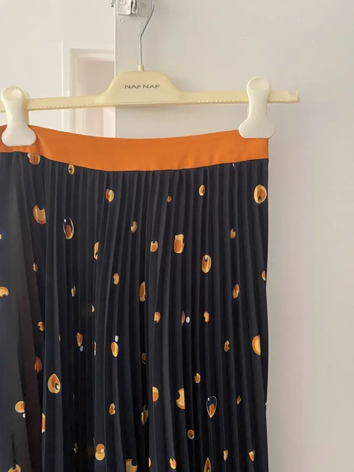 Jupe plissée marine à motif - Mango - photo numéro 3