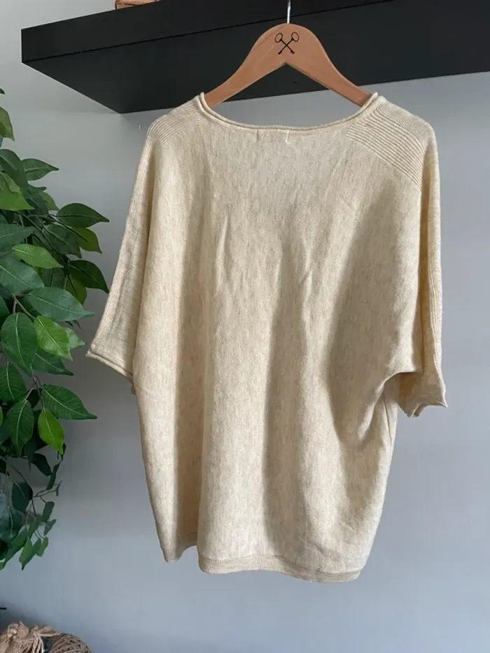 Pull léger extrêmement doux crème à paillettes doré Damart - photo numéro 2