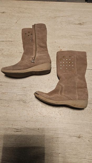 Bottes doublées brun clair, avec tirette, Damart, 36