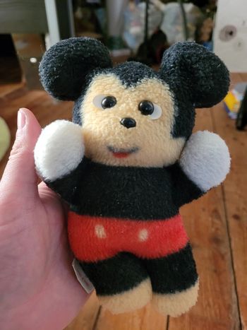 RARE Mickey Disney Boulgom Made in France 20cm collection vintage souris rouge noir doudou peluche