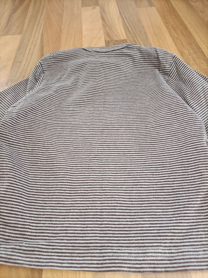 Tee-shirt manches longues col roulé rayé marron noir 2 ans - photo numéro 6