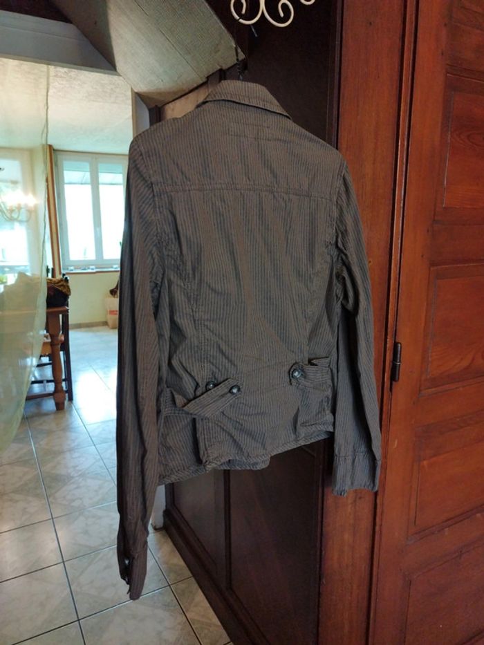 Veste blazer rayures marron vintage y2k M/38 - photo numéro 8