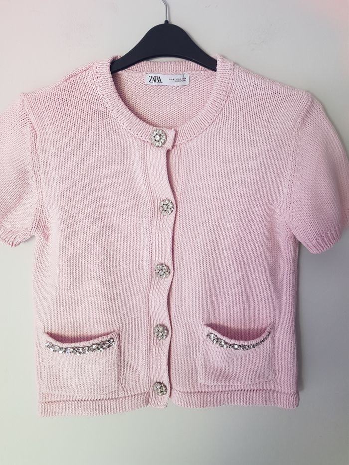 Magnifique cardigan rose pâle taille 38 Zara - photo numéro 2