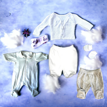 Lot 5 pièces naissance blanc TBE (14€)