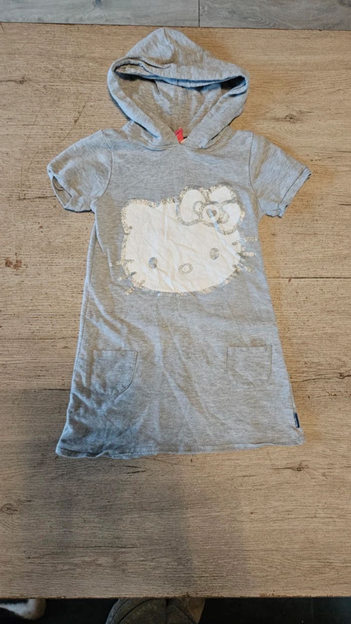 Robe d été gris clair à capuche et manches courtes, Hello Kitty, 5/6 ans - photo numéro 2