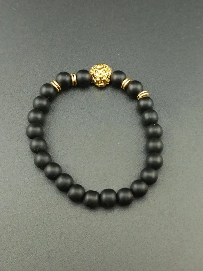 Montre brun style vintage & bracelet perles noires - photo numéro 4