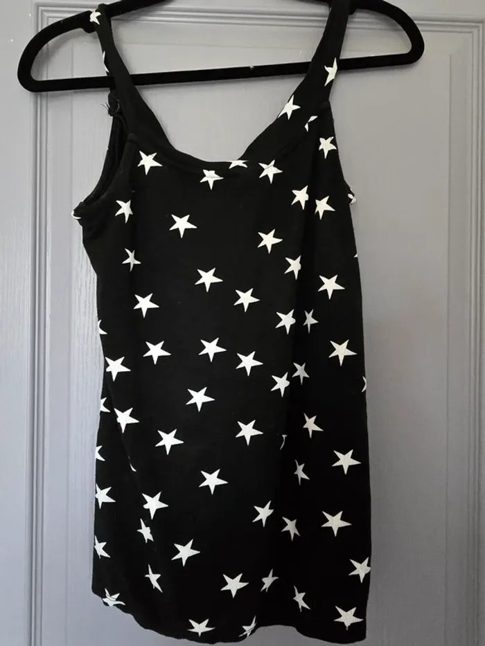 Débardeur noir étoiles blanches femme S - photo numéro 2