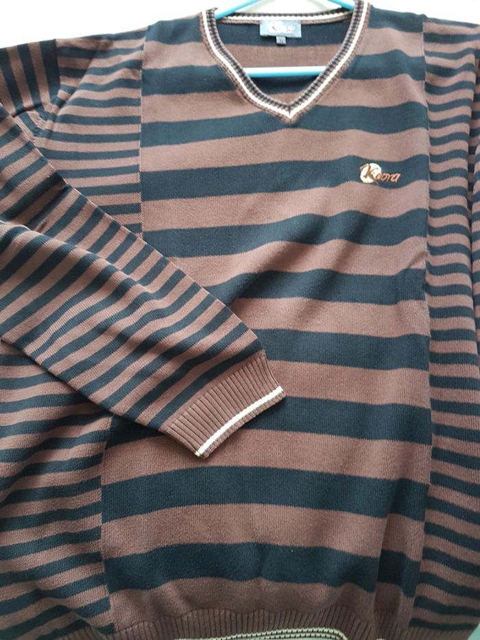 Pull à rayures marron et noir XL - photo numéro 5