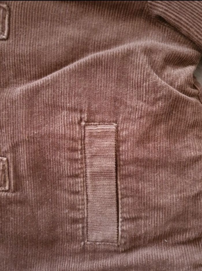 Manteau à capuche en velours marron Obaïbi 12 mois - photo numéro 3